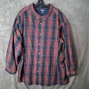 Kingsize Button Down Long Sleeve Shirt Mens Size 6XL Plaid Multicolor